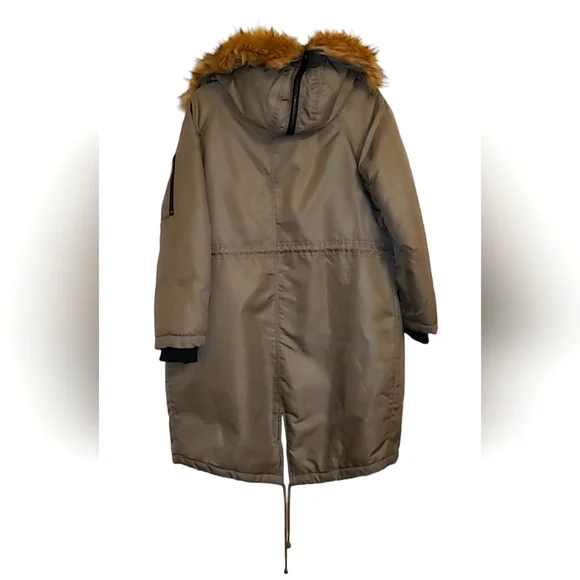 Asos winter coat olive Green khaki faux fur hood size 6 - Picture 2 of 3